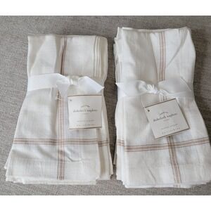 Pottery Barn Dishcloth Napkins Set of 4 Cream & Beige 20x20 100 Cotton NEW